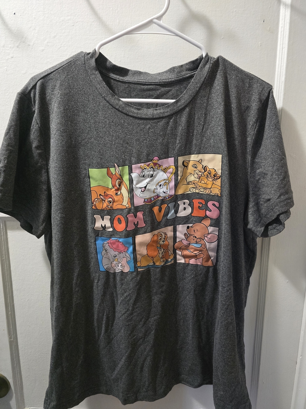 Disney Charcoal Gray "Mom Vibes" Graphic Tee with Classic Characters